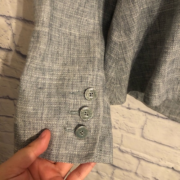 CAbi 215 Linen Beach Walk Blazer Light Blue Slate Gray Sz 12 - Picture 5 of 7